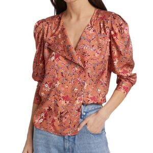 Isabel Marant Etoile NWT Benson Printed Long Sleeve Top Size 40 US 8 Floral Pink